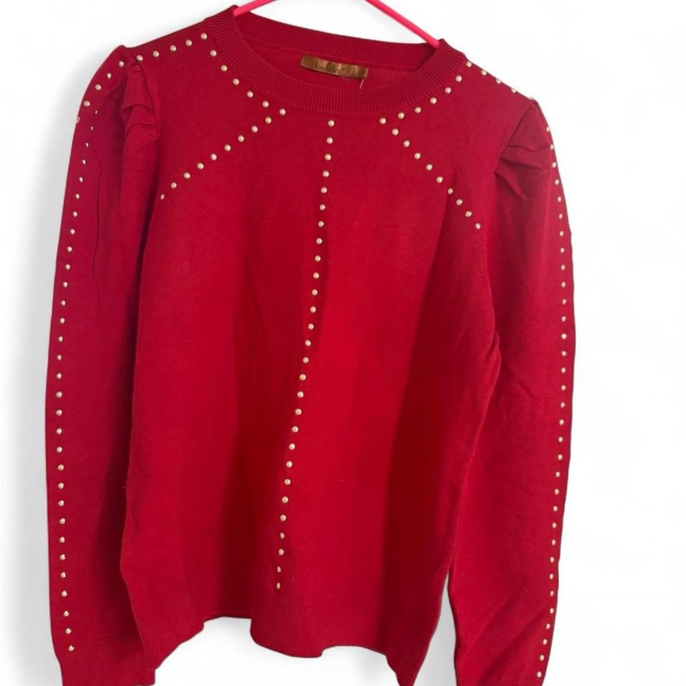 Red Studded Women's Sweater